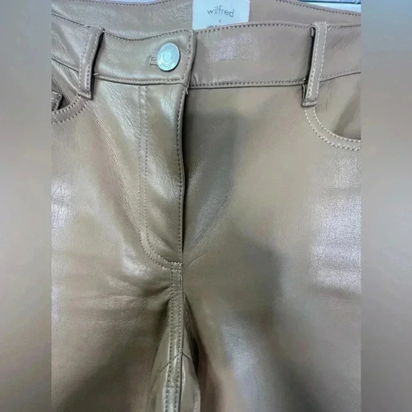 Aritzia Wilfred Viral The Melina Ankle Vegan Leather Pants Constant Camel Sz 4 - Picture 9 of 15